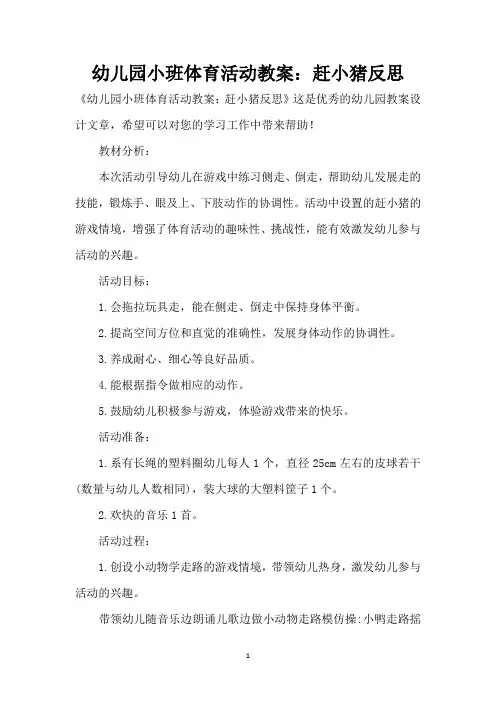 幼儿园小班体育活动教案：赶小猪反思 (精编版)