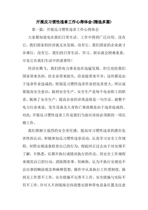 最新开展反习惯性违章工作心得体会(精选多篇)