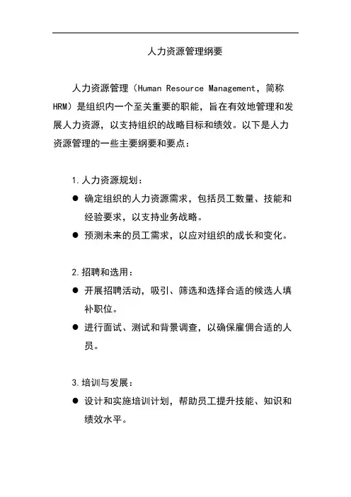 人力资源管理纲要