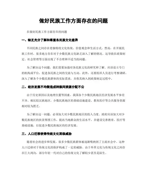 做好民族工作方面存在的问题
