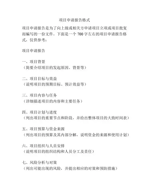 项目申请报告格式