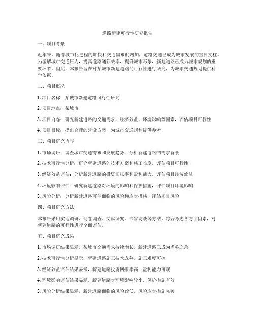 道路新建可行性研究报告