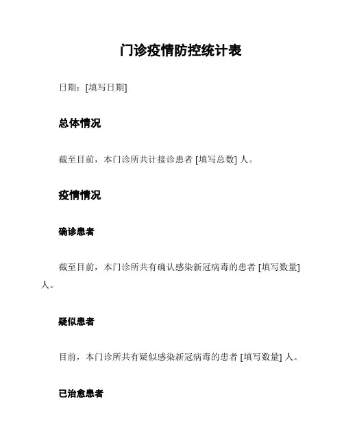 门诊疫情防控统计表