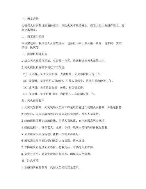 人员密集场所灭火疏散预案