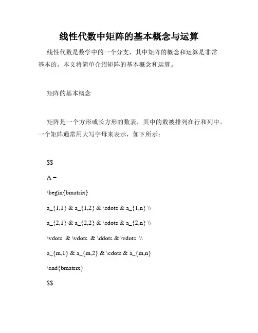 线性代数中矩阵的基本概念与运算