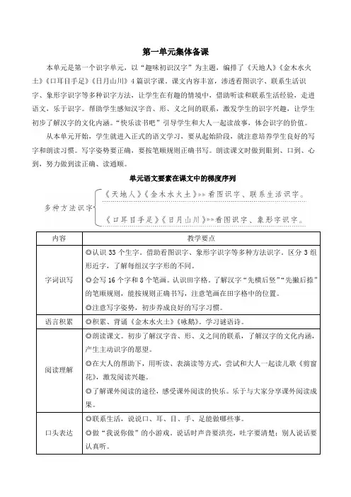 部编语文一年级上册1 天地人【教案】