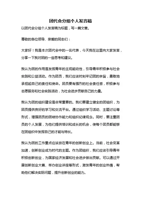 团代会分组个人发言稿
