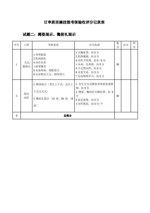 城市轨道交通运营管理《4地铁实操评分表试题二(服务礼仪)》
