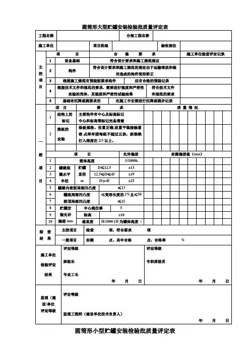 设备安装检验批表格