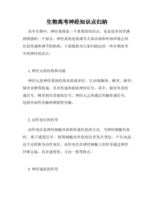 生物高考神经知识点归纳