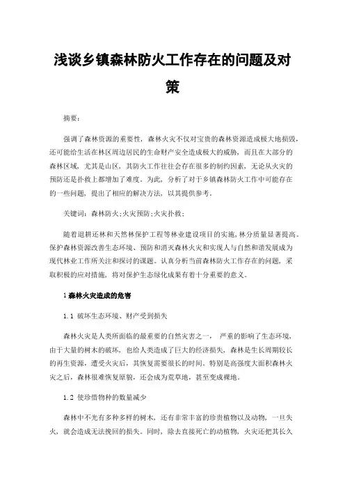 浅谈乡镇森林防火工作存在的问题及对策