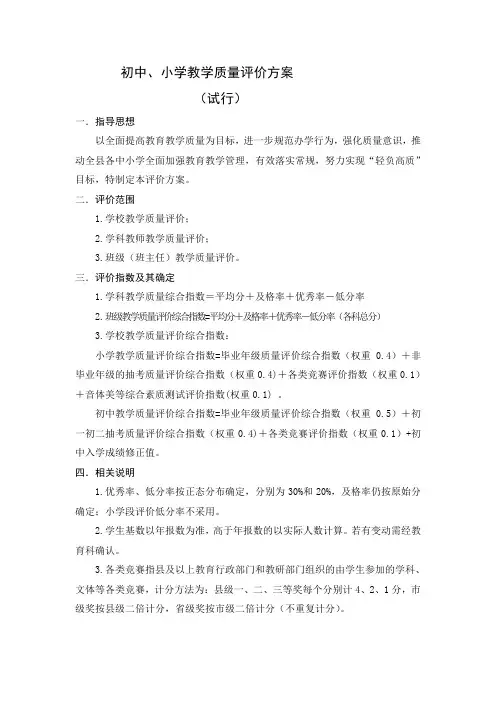 教学质量评价方案
