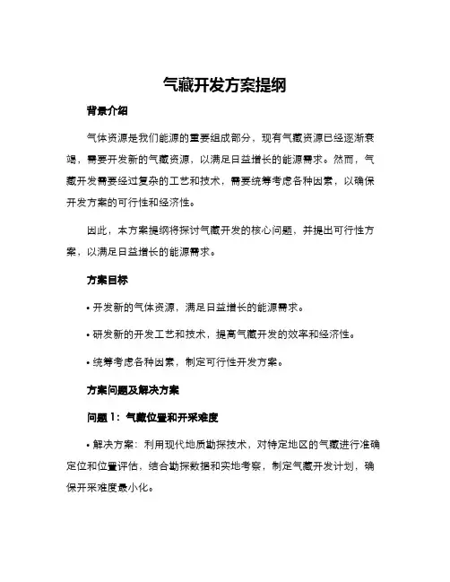 气藏开发方案提纲