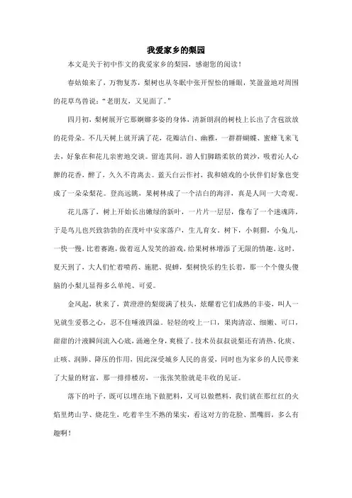 我爱家乡的梨园_初中作文