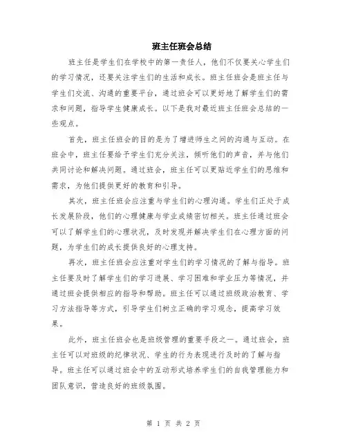 班主任班会总结