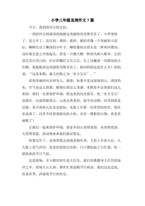小学三年级见闻作文7篇