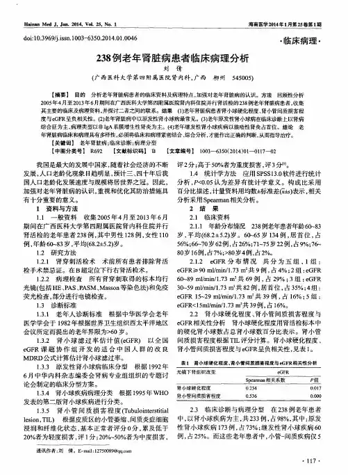 238例老年肾脏病患者临床病理分析