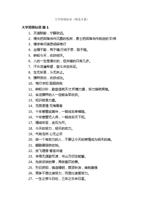 大学班级标语（精选3篇）