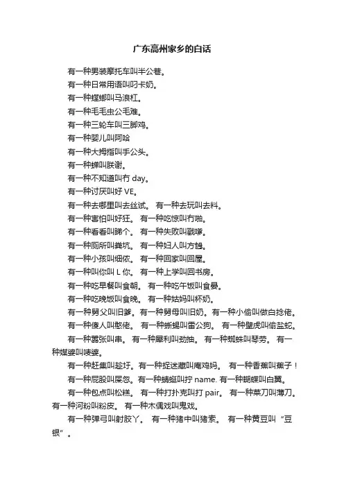 广东高州家乡的白话