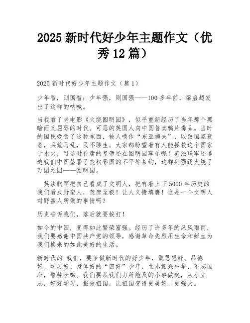 2025新时代好少年主题作文(优秀12篇)