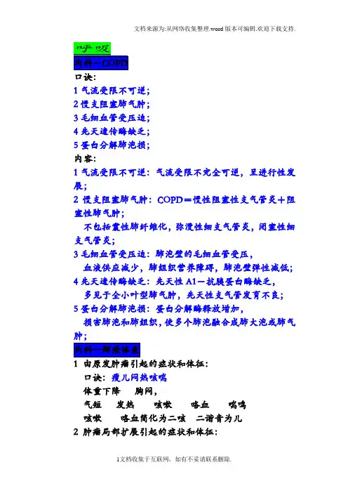 内科的联想口诀记忆法