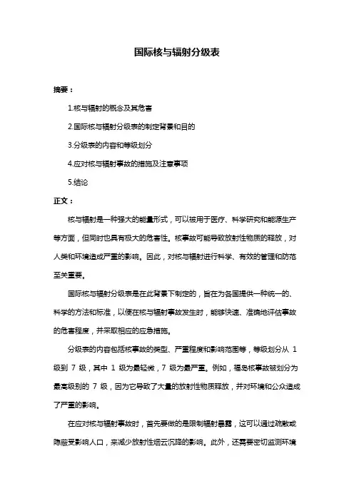 国际核与辐射分级表