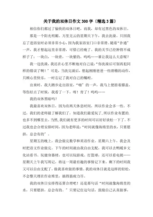 关于我的双休日作文300字(精选3篇)精编