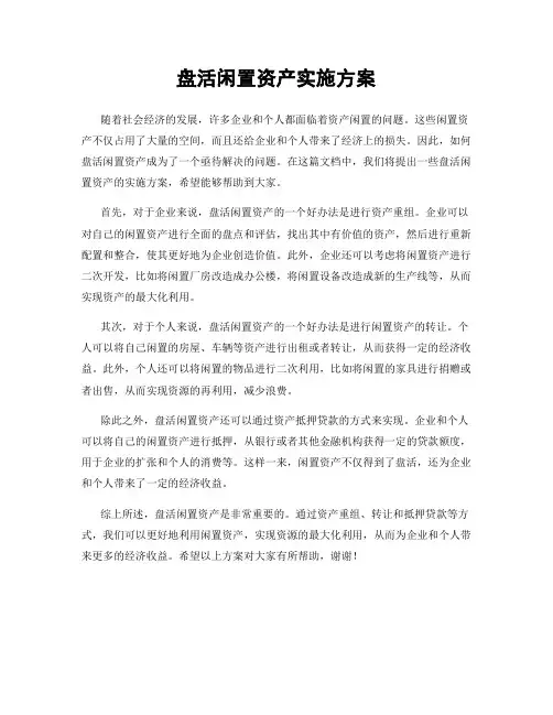 盘活闲置资产实施方案