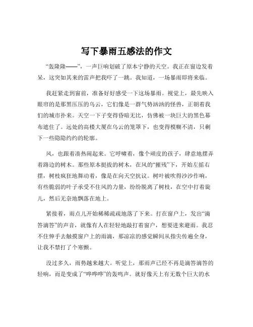 写下暴雨五感法的作文