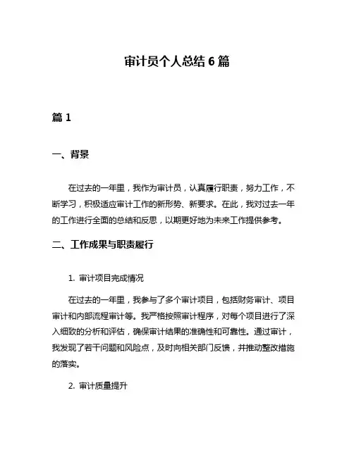 审计员个人总结6篇