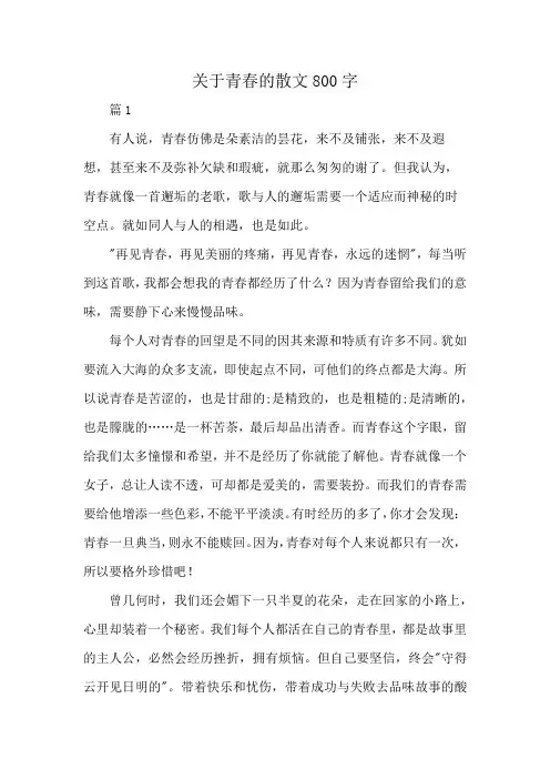 关于青春的散文800字