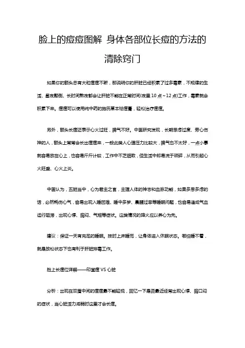 脸上的痘痘图解 身体各部位长痘的方法的清除窍门