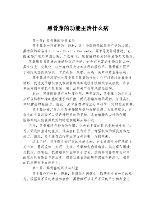 黑骨藤的功能主治什么病