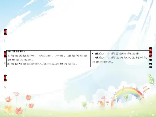 高中历史第2单元西方人文精神的起源及其发展第7课启蒙运动课件新人教版必修3