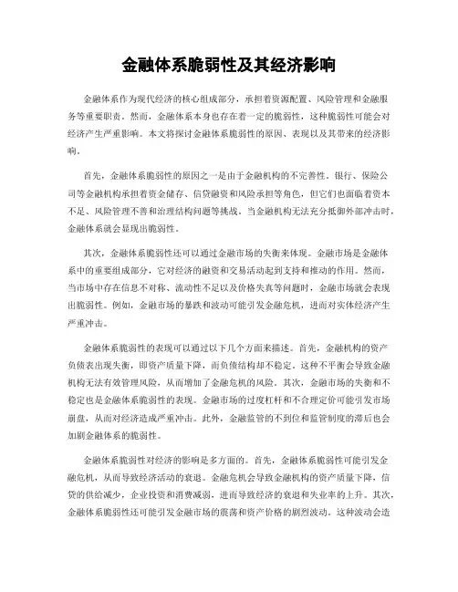 金融体系脆弱性及其经济影响