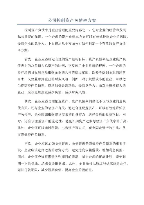 公司控制资产负债率方案