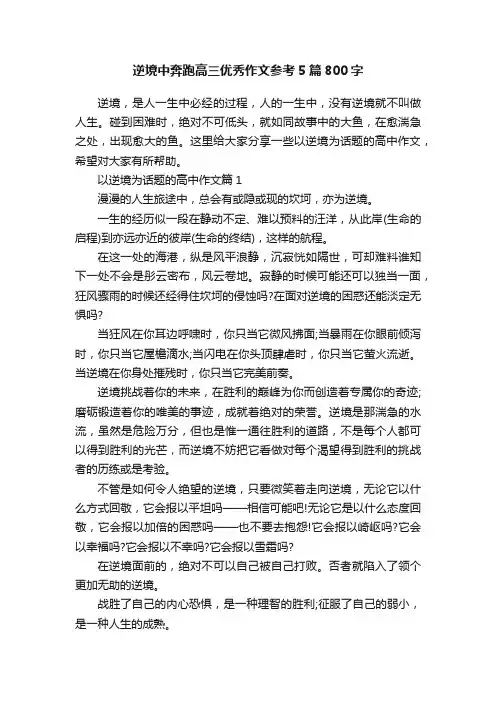 逆境中奔跑高三优秀作文参考5篇800字