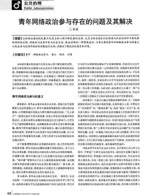 青年网络政治参与存在的问题及其解决