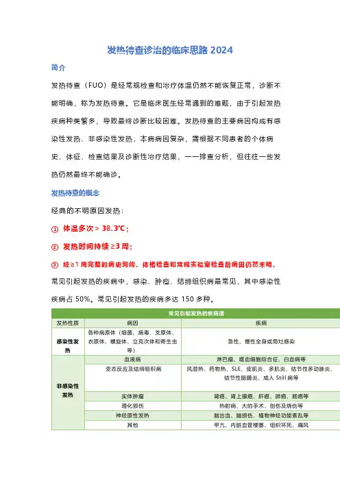 发热待查诊治的临床思路2024