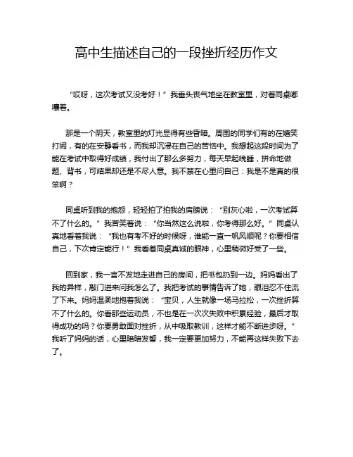 高中生描述自己的一段挫折经历作文