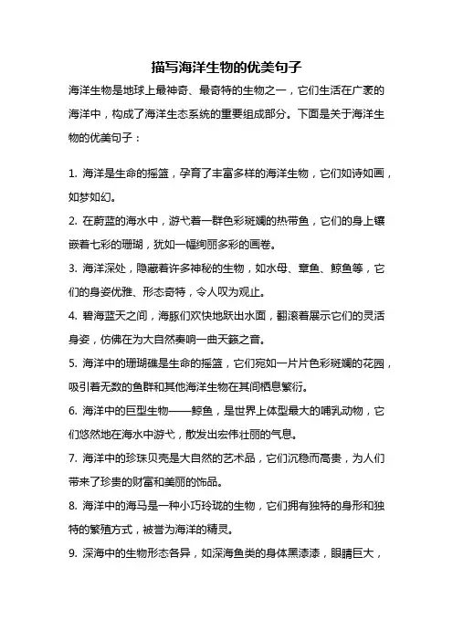 描写海洋生物的优美句子