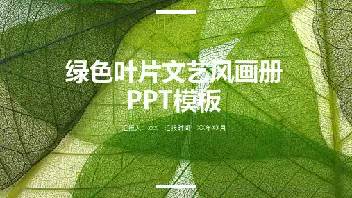 创意清新淡雅绿色叶片文艺风通用画册PPT模板