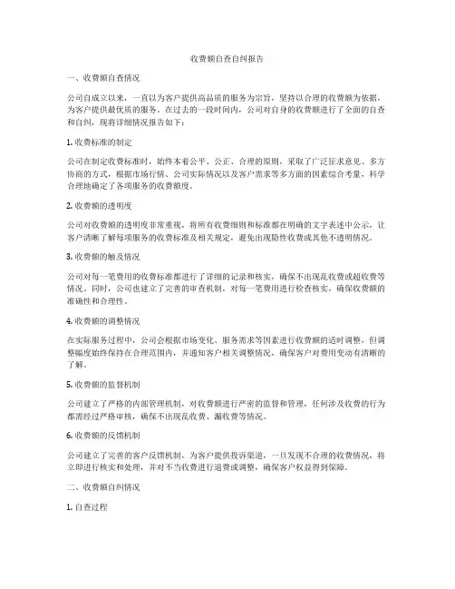 收费额自查自纠报告