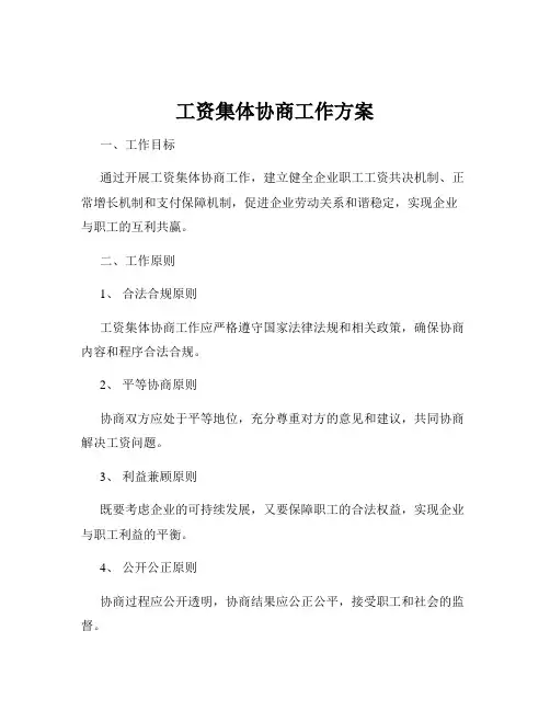 工资集体协商工作方案