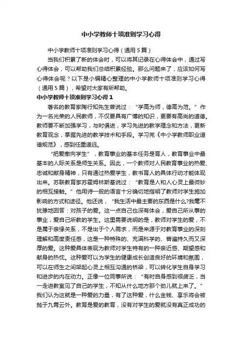 中小学教师十项准则学习心得