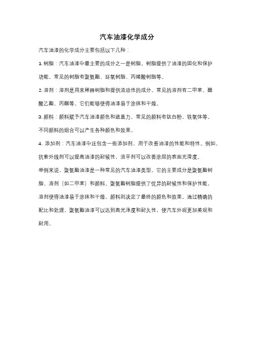 汽车油漆化学成分