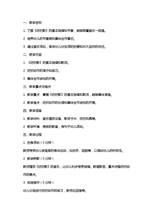 小班音乐活动 《纺织歌》公开课教案设计及反思
