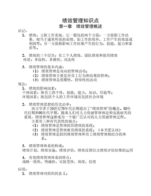 绩效管理知识点