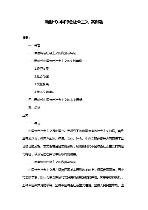 新时代中国特色社会主义 案例选