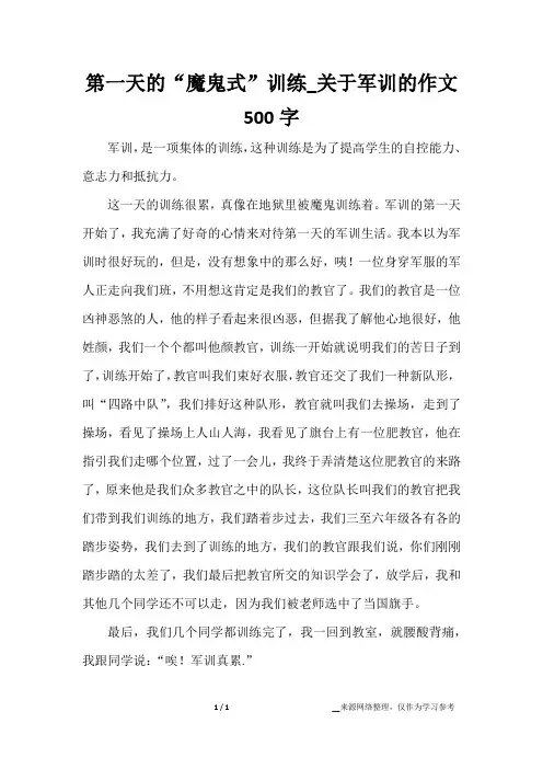 第一天的“魔鬼式”训练_关于军训的作文500字